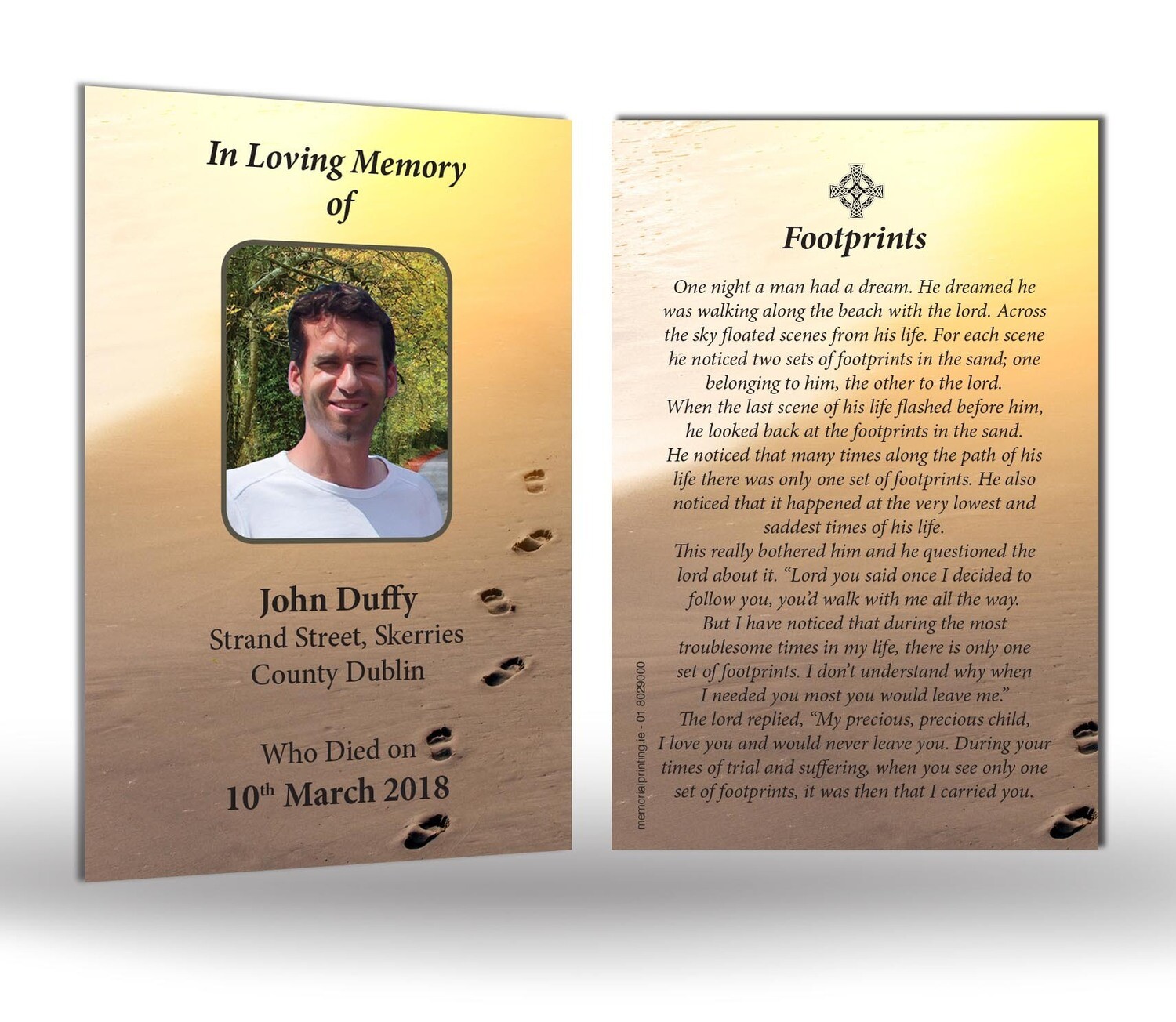 Footprints Memorial Wallet Card SC MC 14