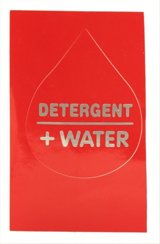 Sticker detergent rood