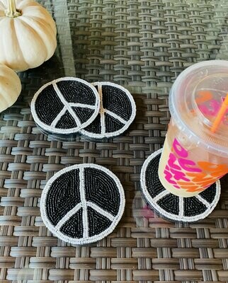 Set of 4 beaded Peace Coasters