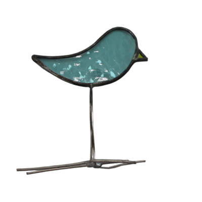 Stained Glass Light Blue Standing Bird by Michelle O&#39;Brien of Fallston, Md.