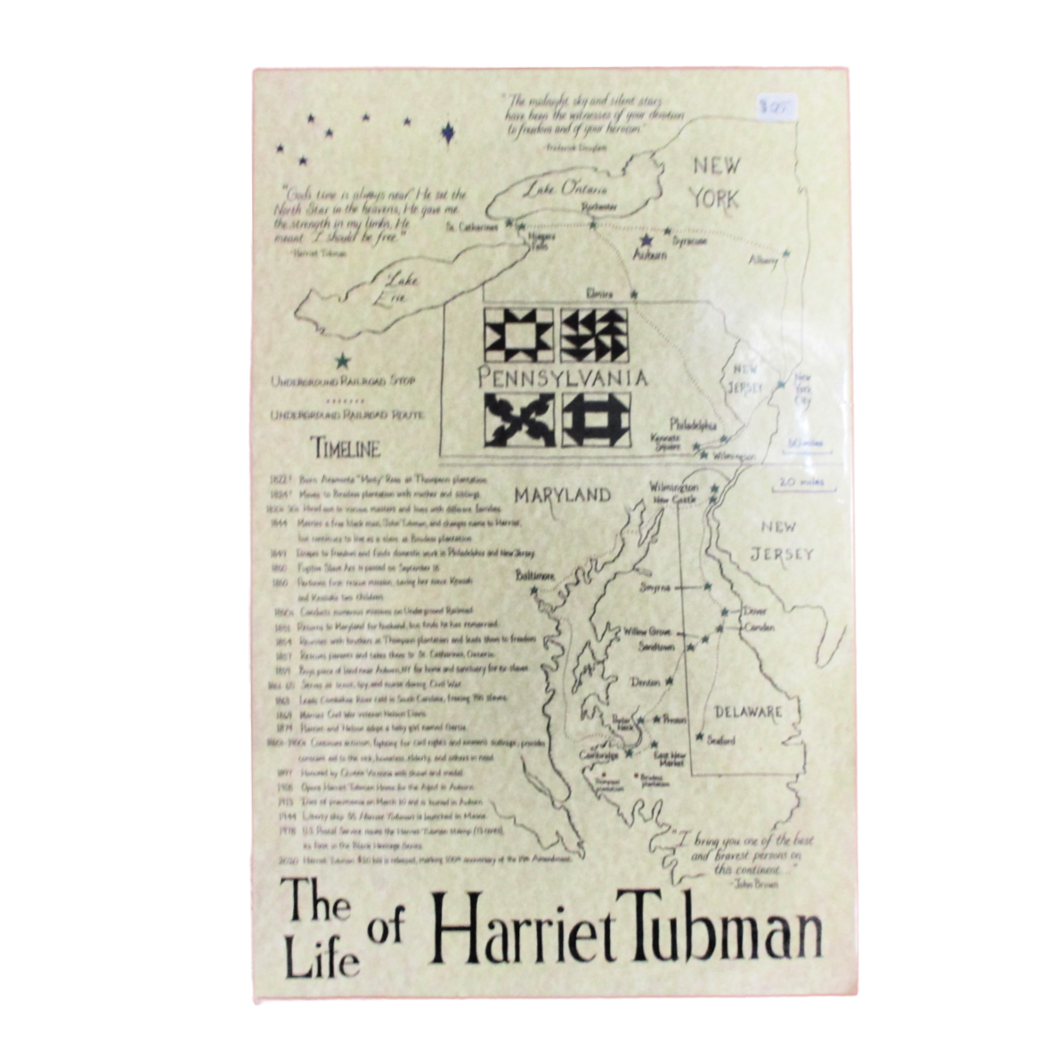Artist drawn map &quot;Harriet Tubman&#39;s Travel Route&quot;