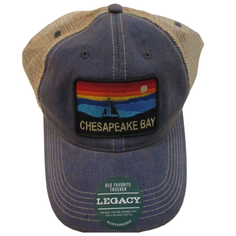 Blue Denim Legacy Old Favorite Truckers Hat with Chesapeake Bay Patch