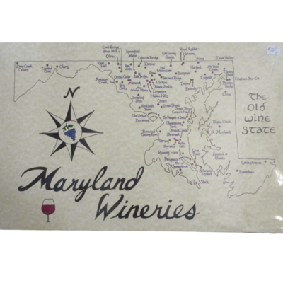 Artist drawn map of &quot;Maryland Wineries&quot;