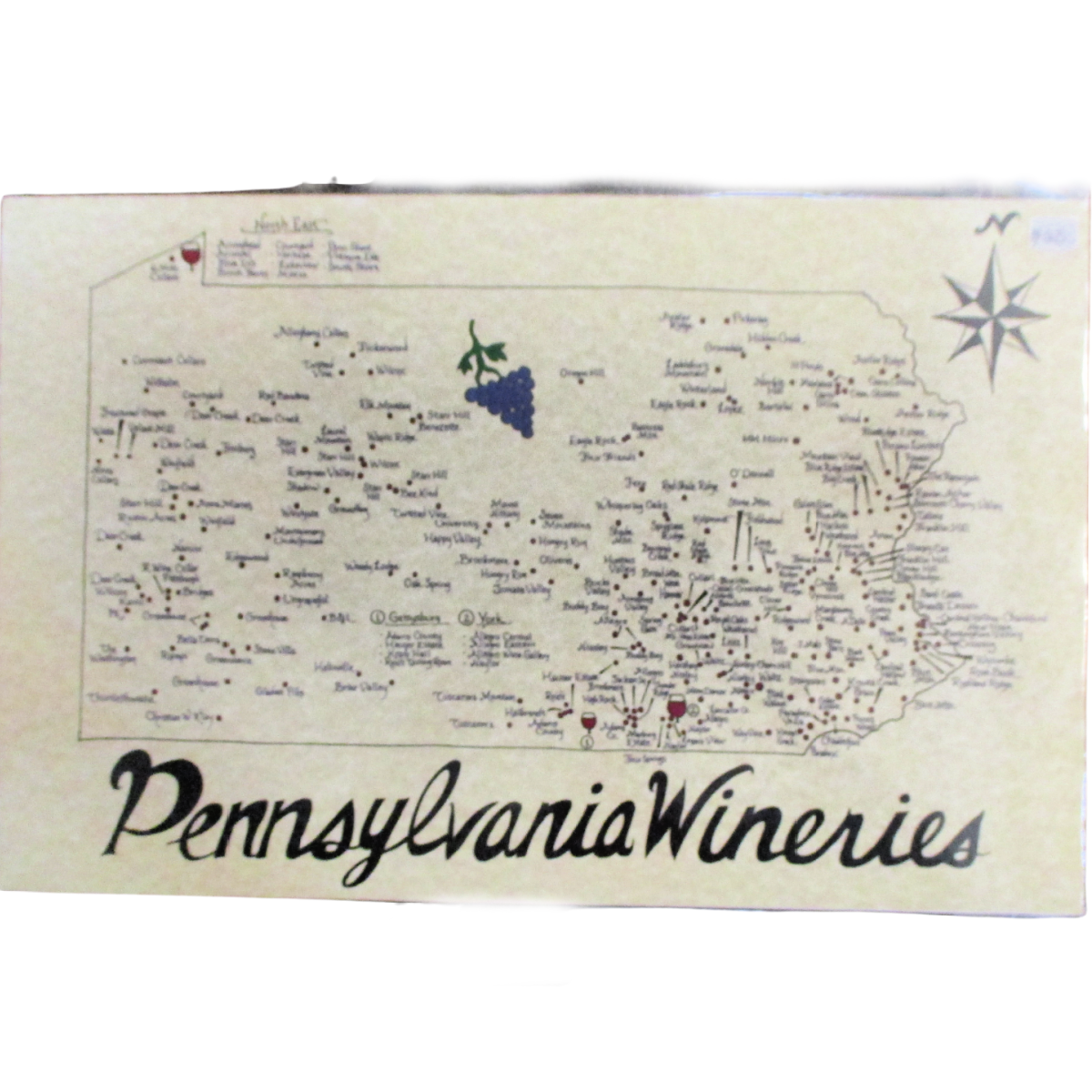 Artist drawn map of &quot;Pennsylvania Wineries&quot;