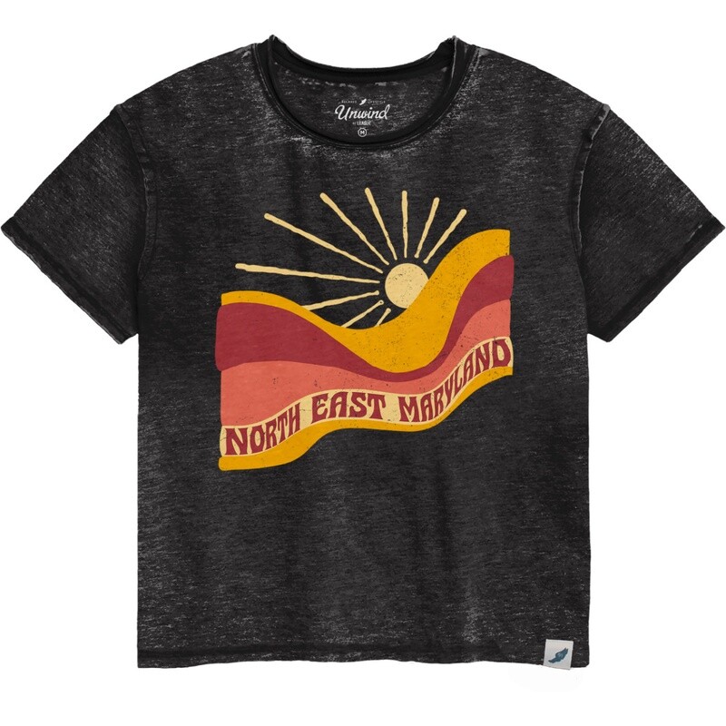 Gray SS Legacy Tee with Sun and Wave Design