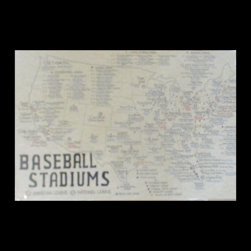Artist Drawn Map of Baseball Stadiums in USA