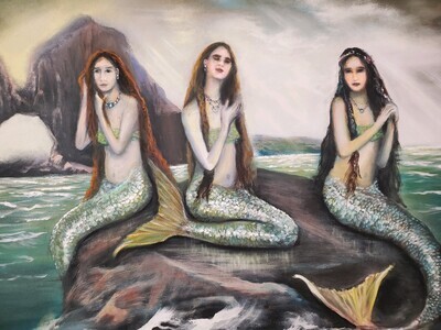 &quot;Mermaids&quot; original Mixed Media Painting by Bruce Parlier