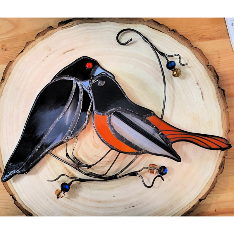 Stained Glass Oriole &amp; Raven
