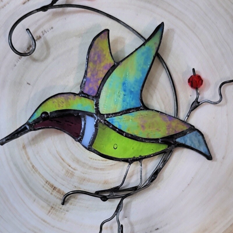 Stained Glass Hanging Hummingbird