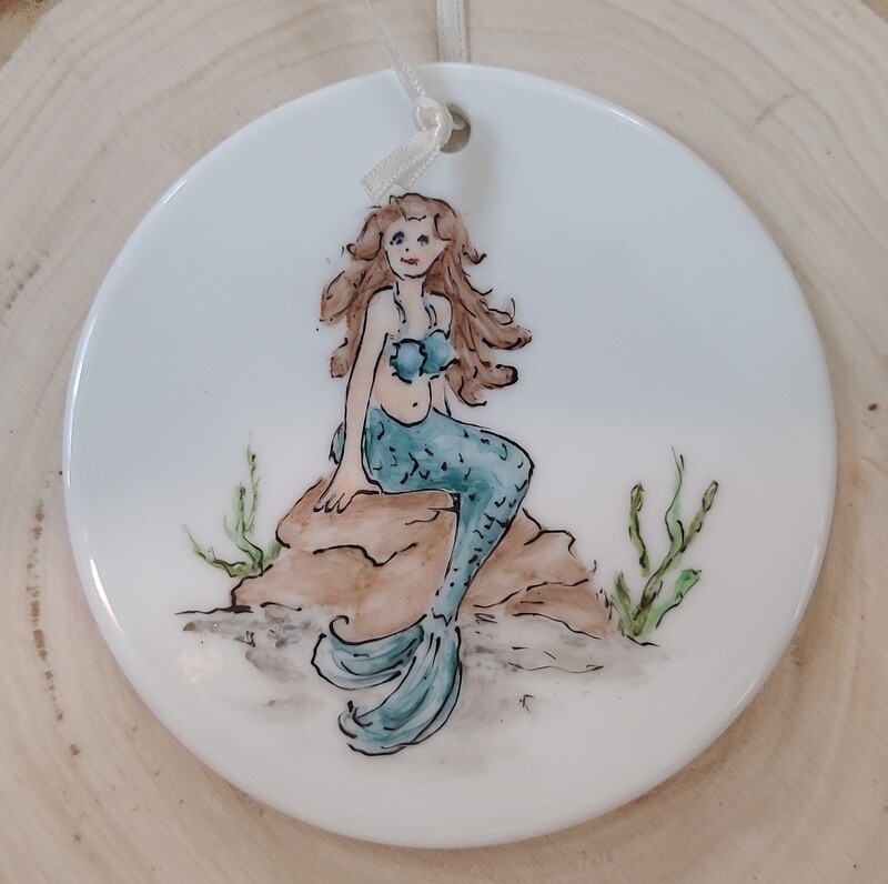 Mermaid/Nautical 2 sided Hand Painted Ornament
