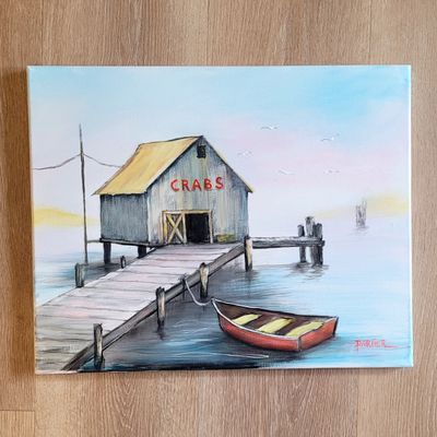 &quot;Crab Shack&quot; Acrylic by Bruce Parlier - North East MD