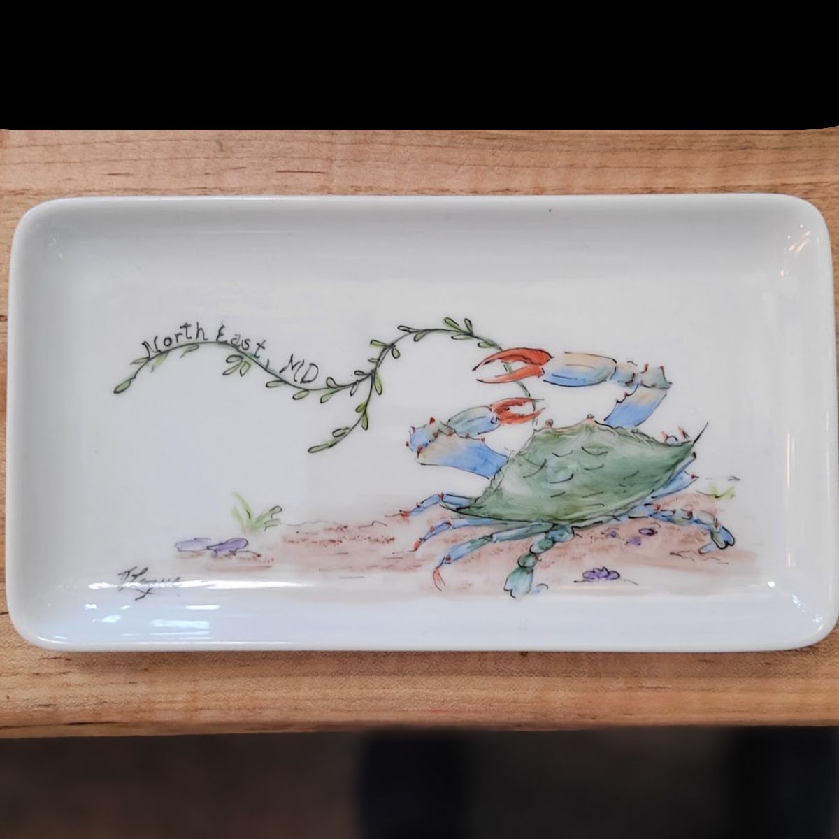 Hand-painted tidbit plate - Kathy Logue - Jennersville, PA