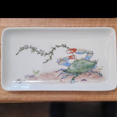 Hand-painted tidbit plate - Kathy Logue - Jennersville, PA