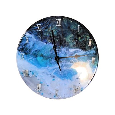 Sea Blue Resin Clock by Peggy Hill
