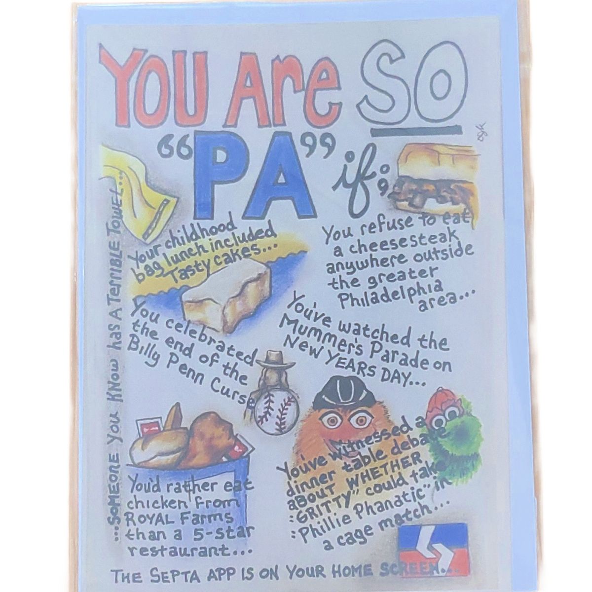 "You are so PA"  New design card by artist D. J. Kelly "You are so PA"  New design card by artist D. J. Kelly