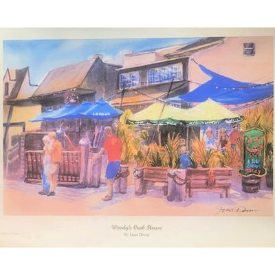 Woody&#39;s Crab House print by Janet Dixon North East, MD
