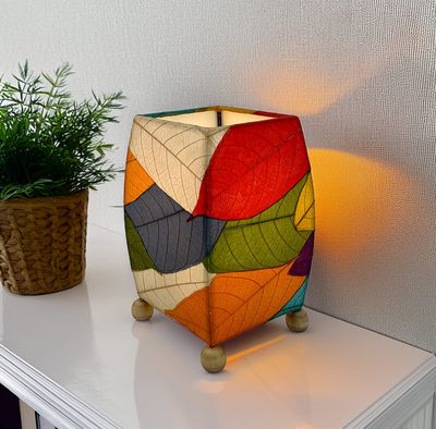 Eangee Mini Square Cocoa Leaf Table Lamp
