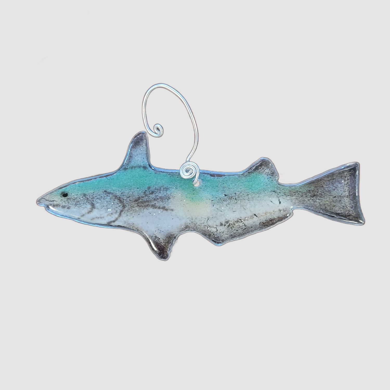 Blue/Green Glass Fish Christmas Ornament Blue/Green Glass Fish Christmas Ornament