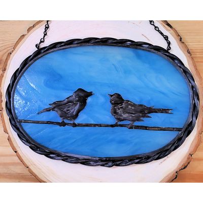 Stained Glass Two Birds on a Wire