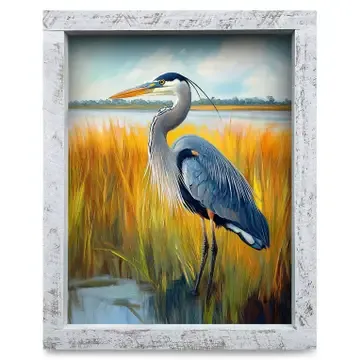 Watercolor Heron | Real Wood Framed Wall Art Print 8 x 12