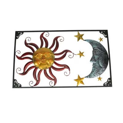 Tri-Tone Sun Moon &amp; Stars Indoor/Outdoor Metal Wall Art