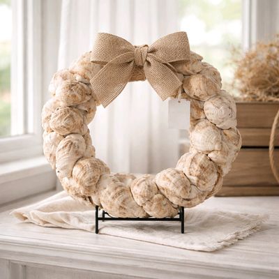 White Oyster Shell Wreath Hand Made in Fair Hill, Maryland
