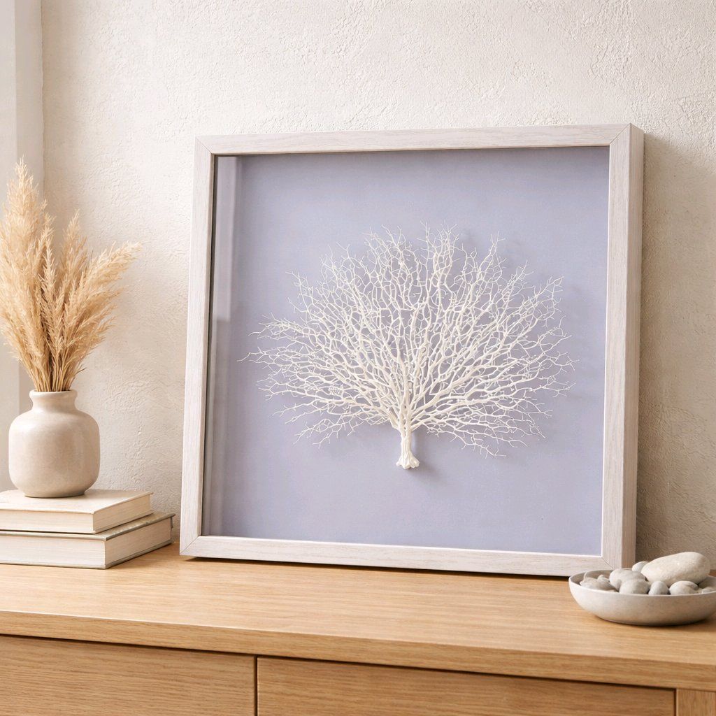 Framed Sea Fan on Blue Background Picture