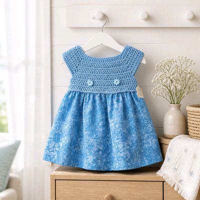 Crocheted and Fabric Baby Dress 1 of a kind Crocheted and Fabric Baby Dress 1 of a kind