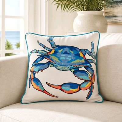 Colorful Blue Crab Pillow Colorful Blue Crab Pillow