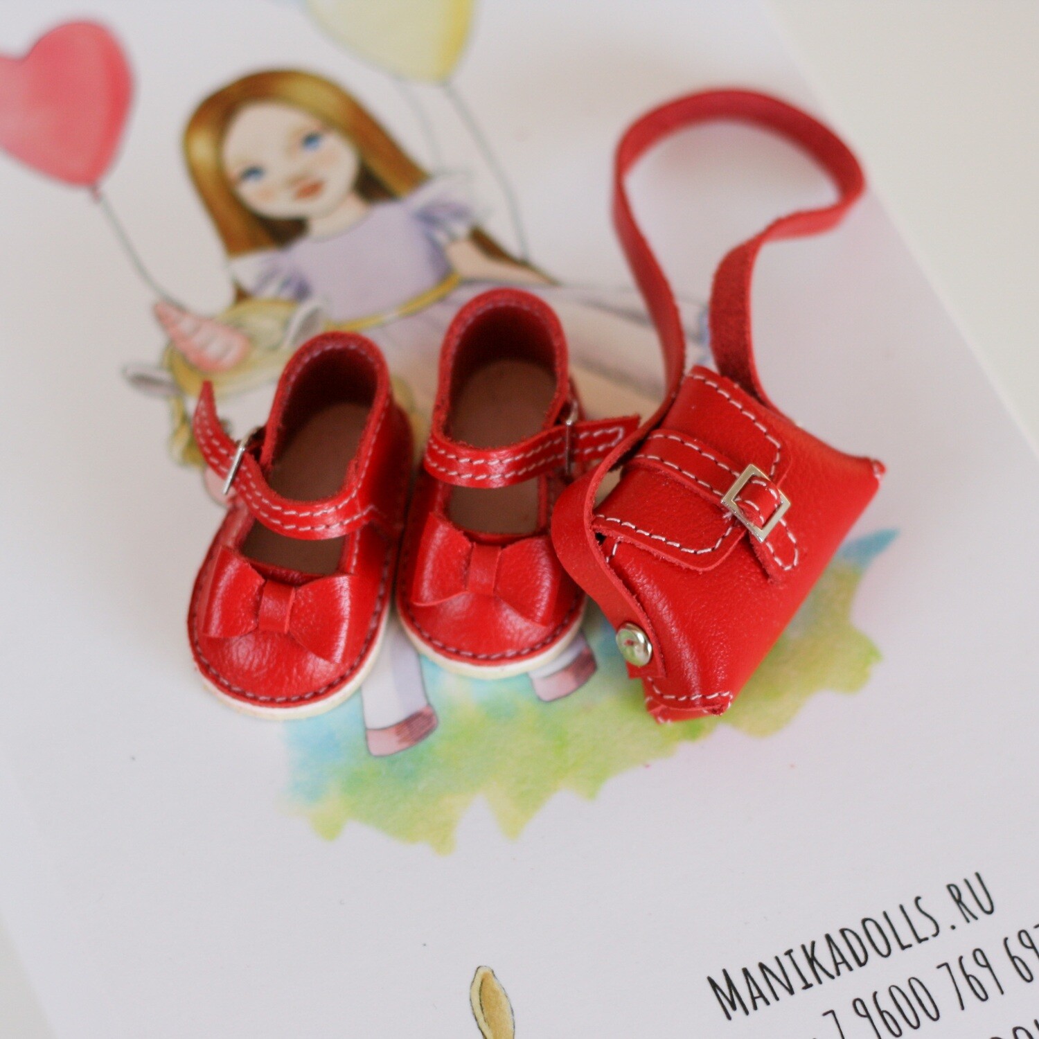Туфли и сумка для кукол Paola Reina (красные)