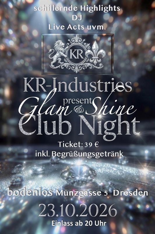 Glam & Shine Club Night 23.10.2026 Online Ticket Glam & Shine Club Night 23.10.2026 Online Ticket