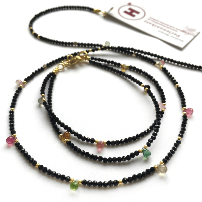 Collier schwarzer Spinell, Turmalin Collier schwarzer Spinell, Turmalin