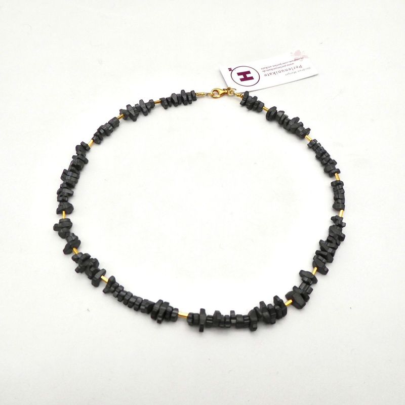 Collier Hämatit und Gold Collier Hämatit und Gold