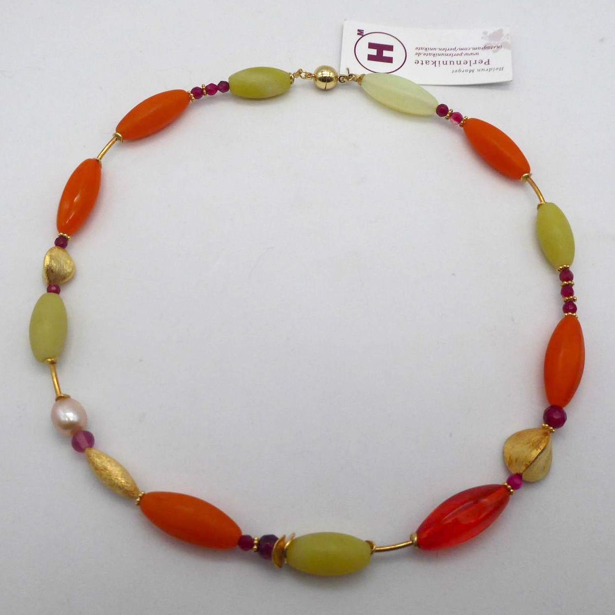 Collier Orange-Grün-Gold Collier Orange-Grün-Gold