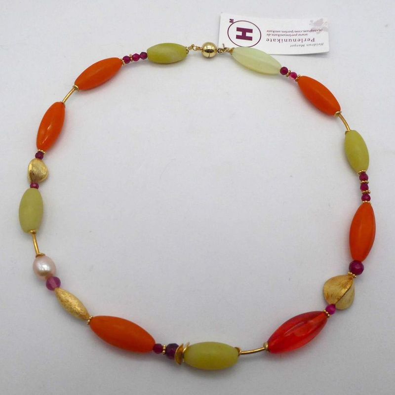 Collier Orange-Grün-Gold Collier Orange-Grün-Gold