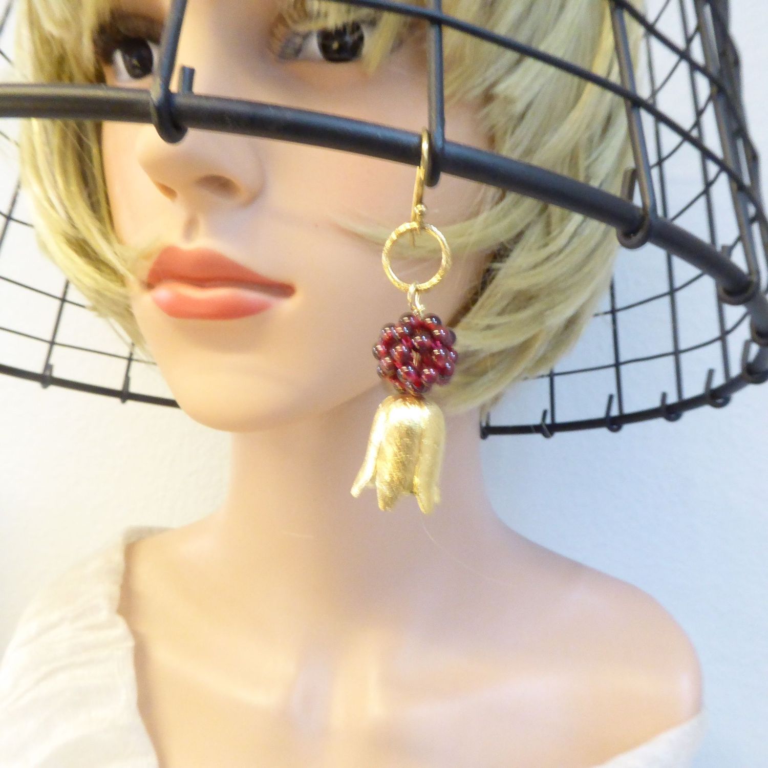 Granat Blüten Ohrhänger