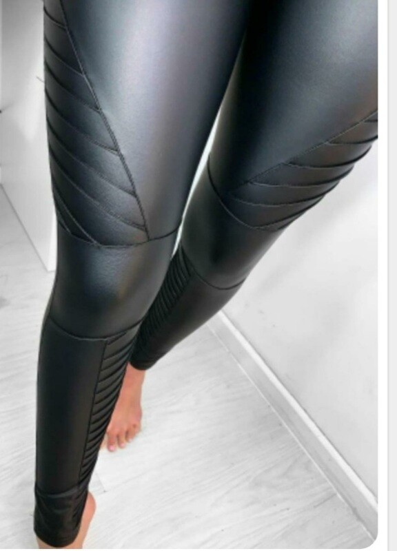 Black Vegan Leather Biker Leggings
