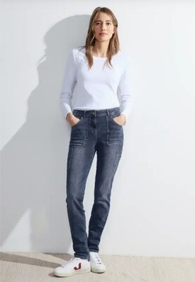 Cecil Tracey Cargo Mid Blue Jeans