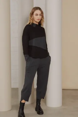 Naya High Neck Top with Stripe Sections