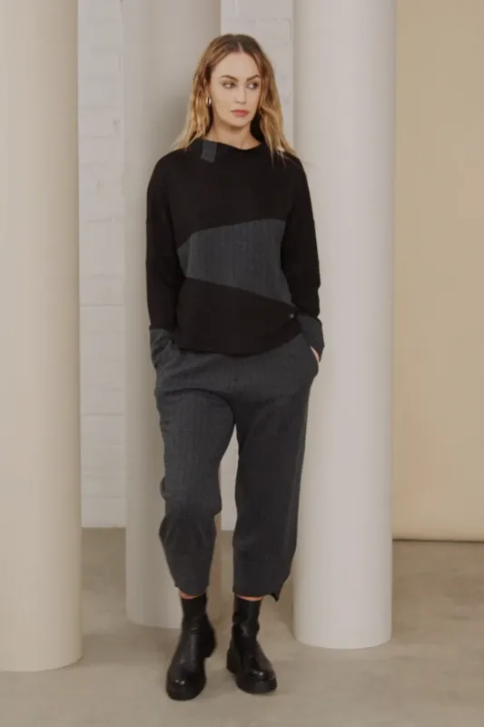 Naya High Neck Top with Stripe Sections
