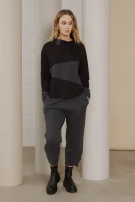 Naya High Neck Top with Stripe Sections