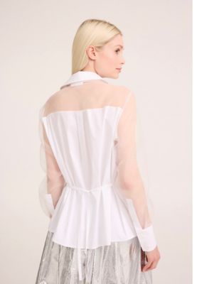 White Blouse with Organza sleeves