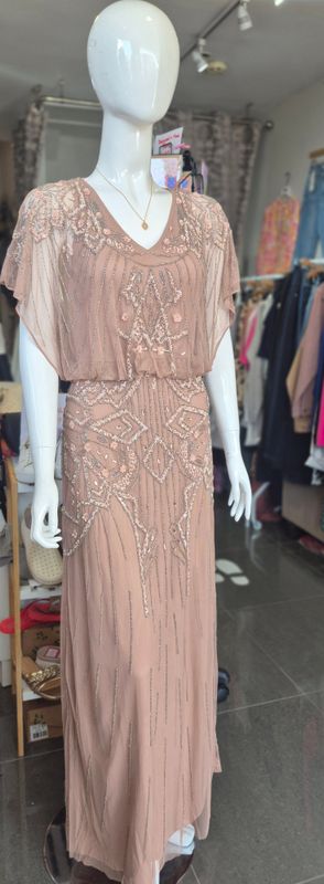 Vintage-Inspired Hand Embellished Maxi Dress