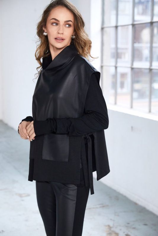 NAYA LEATHERETTE TOP WITH TIE DETAIL AT SIDE