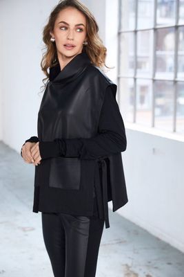 NAYA LEATHERETTE TOP WITH TIE DETAIL AT SIDE
