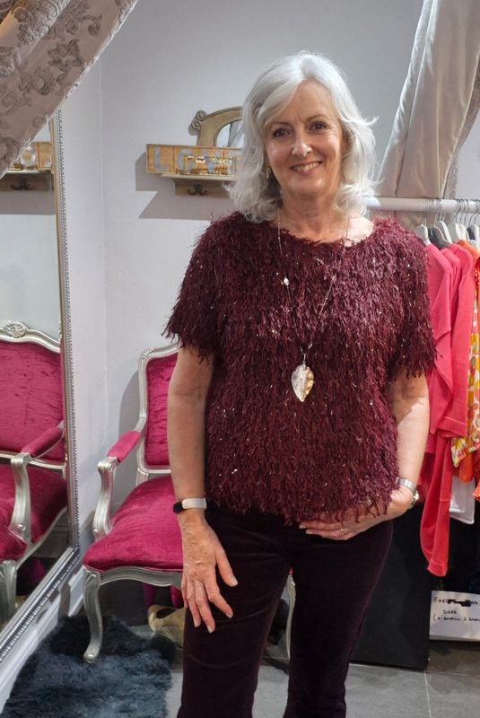 Burgandy Textured Sequin Top