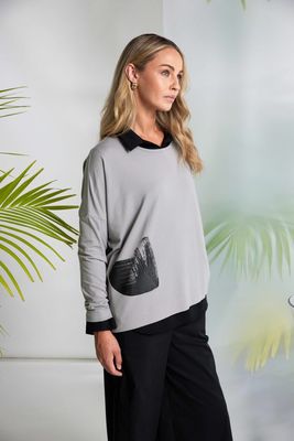 NAYA Placement print round neck top