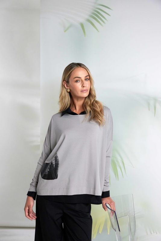 NAYA Placement print round neck top