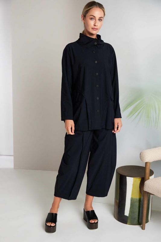 NAYA BARREL TROUSERS WITH CURVED FRONT PANEL