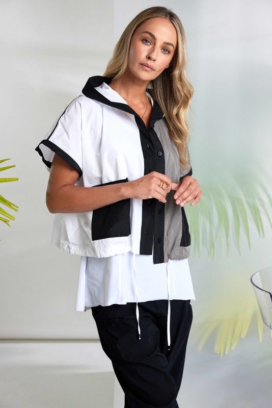 NAYA Two tone hooded Jacket with pockets